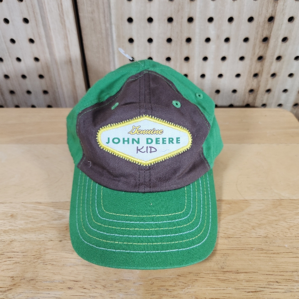 Genuine John Deere Kid Green Brown Yellow White Strapback‎ Hat Toddler 2010 Logo